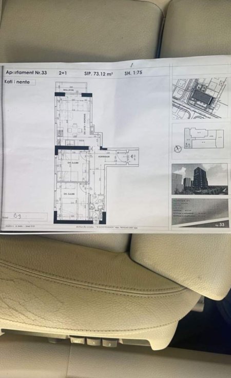 Tirane, shitet apartament 2+1+BLK Kati 9, 73 m² 75.000 Euro (Ish Fusha e Aviacionit)