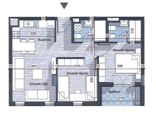 Tirane, shitet apartament 2+1 Kati 3, 78 m² 83.800 € (Univers city)