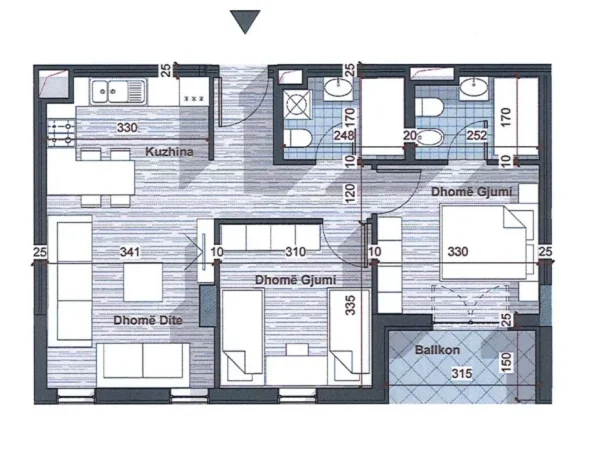 Tirane, shitet apartament 2+1 Kati 3, 78 m² 83.800 € (Univers city)