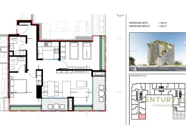 Tirane, shes apartament 2+1+Aneks+Ballkon Kati 7, 120 m² (LION REZIDENCES 2)