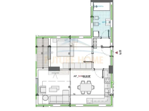 Tirane, shitet apartament 1+1+Ballkon Kati 1, 75 m² (Paskuqan)