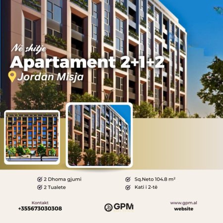 Tirane, shitet apartament 2+1 Kati 2, 104 m² (Jordan Misja)