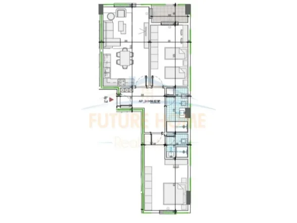 Tirane, shitet apartament 2+1+Ballkon Kati 3, 111 m² 103.957 € (PASKUQAN)