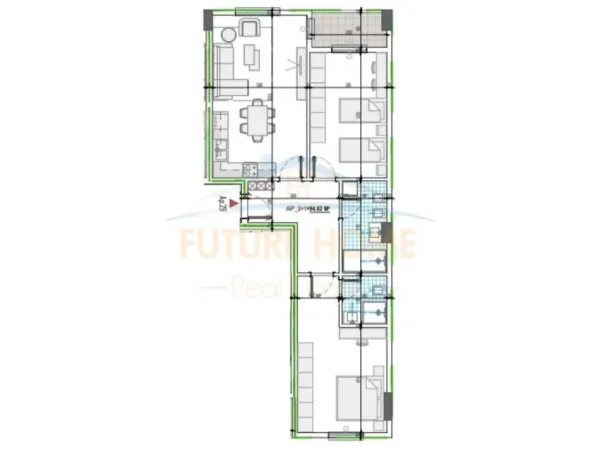 Tirane, shitet apartament 2+1+Ballkon Kati 4, 111 m² 103.957 € (PASKUQAN)