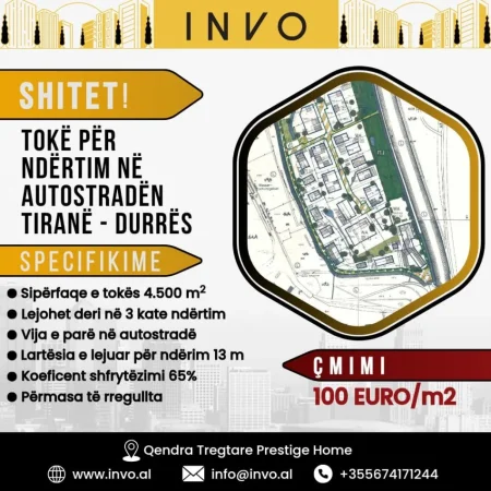Tirane, shitet truall , 4.500 m² (AUTOSTRADA TIRANE - DURRES)