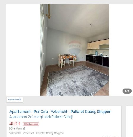 jepet me qera apartament 2+1 Kati 4, 110 m² 450 € (PALLATET CABEJ)