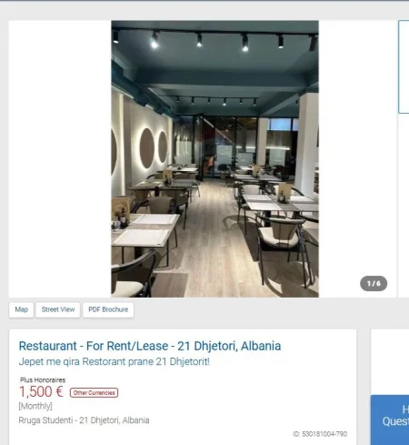 Tirane, jepet me qera bar-resorant Kati 0, 120 m² 1.500 € (TEK 21 DHJETORI PRANE FAKULTETIT TE INXHINJERISE)