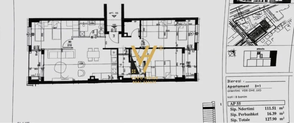 Tirane, shitet apartament 2+1+Ballkon Kati 8, 127 m² 198.245 € (YZBERISHT)