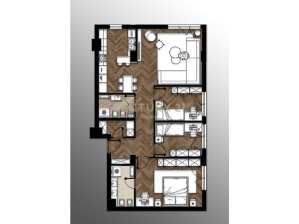Tirane, shitet apartament 3+1 Kati 4, 123 m² 221.000 € 