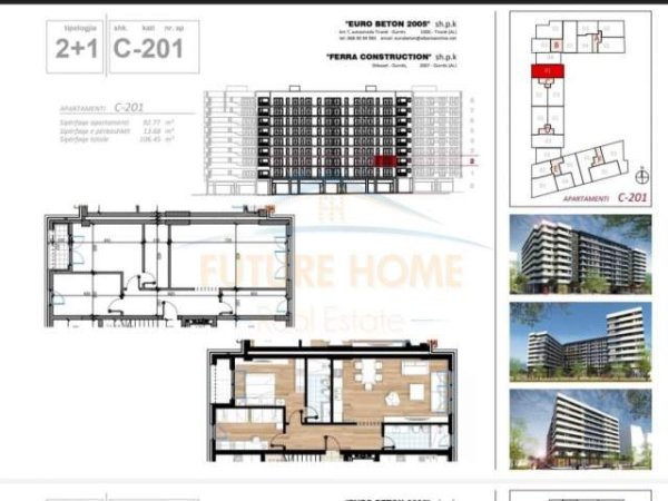 Tirane, shitet apartament 2+1+BLK Kati 2, 106 m² 155000Euro (Don Bosko)