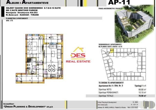 Tirane, shitet 76 m² 61.520 Euro