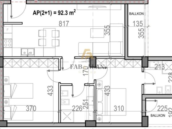 Durres, shitet apartament 2+1 , 84 m² 100.800 € (Pallati i Sporteve)