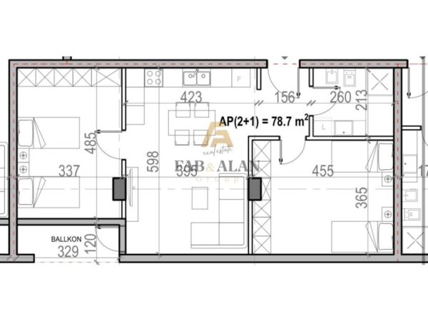 Durres, shitet apartament 2+1 , 84 m² 100.800 € (Pallati i Sporteve)
