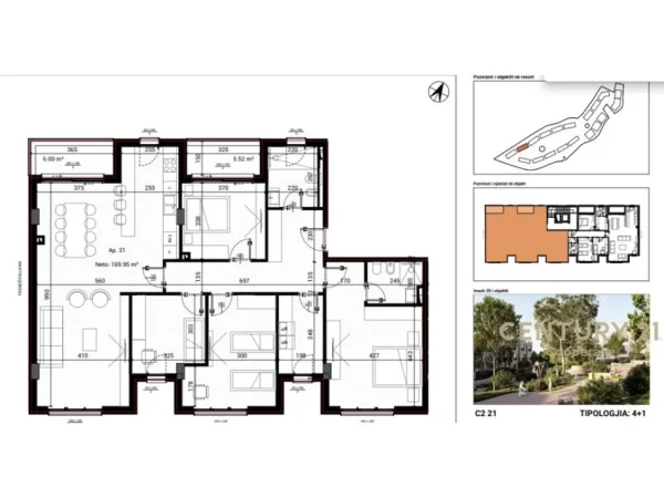 Tirane, shes apartament 3+1+Aneks+Ballkon Kati 2, 201 m² ("PARK HOUSES", MJULL-BATHORE)