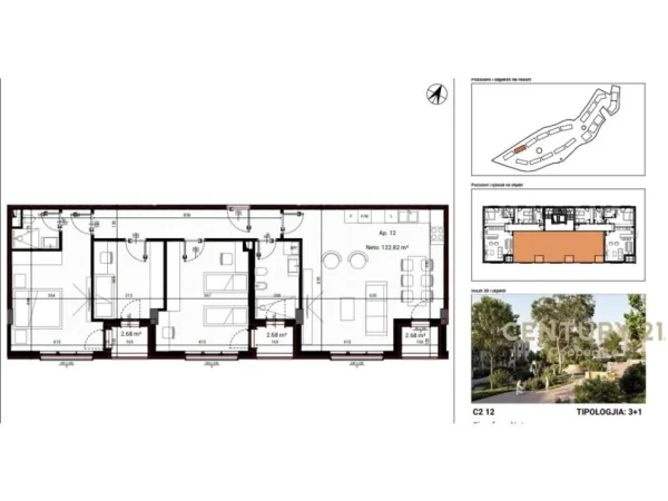 Tirane, shes apartament 3+1+Aneks+Ballkon Kati 1, 145 m² ("PARK HOUSES" MJULL-BATHORE)