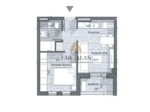 Tirane, shitet apartament 1+1 Kati 5, 53 m² 52.600 € (Univers City)