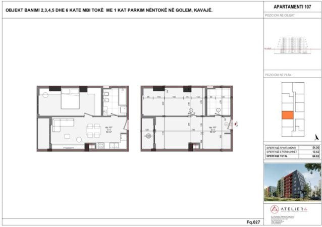 Durres, shitet apartament 1+1 Kati 2, 65 m² 64.620 € (Pishat e Buta,Golem)