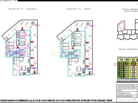 Tirane, shitet apartament 2+1+Ballkon Kati 8, 74 m² 296.000 € (Komuna e Parisit, Tiranë AREA44502)