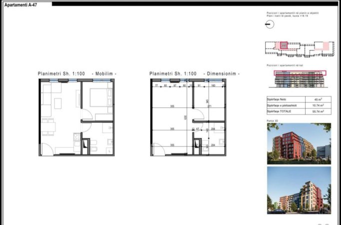 Durres, shes apartament 1+1 Kati 5, 56 m² 55.740 € (Pishat e Buta Golem)