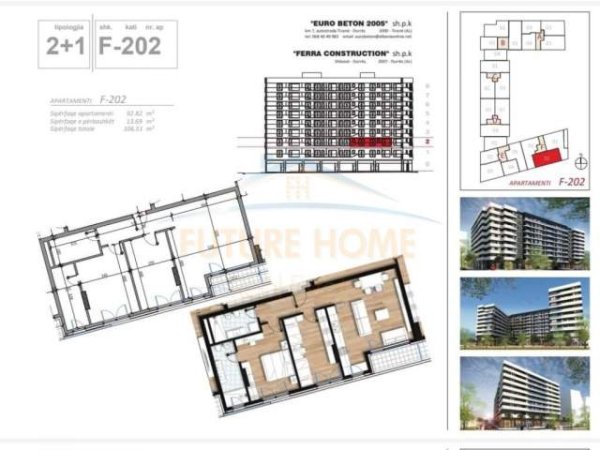 Tirane, shitet apartament 2+1+BLK Kati 2, 107 m² 138.400  (Don Bosko)
