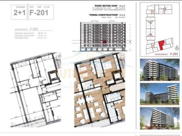 Tirane, shitet apartament 2+1+BLK Kati 2, 111 m² 144.500 Euro (Don Bosko)