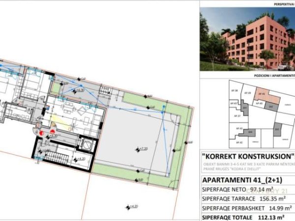 Tirane, shitet 2+1+BLK Kati 3, 112 m² 250.000 Euro (Kodra e Diellit)