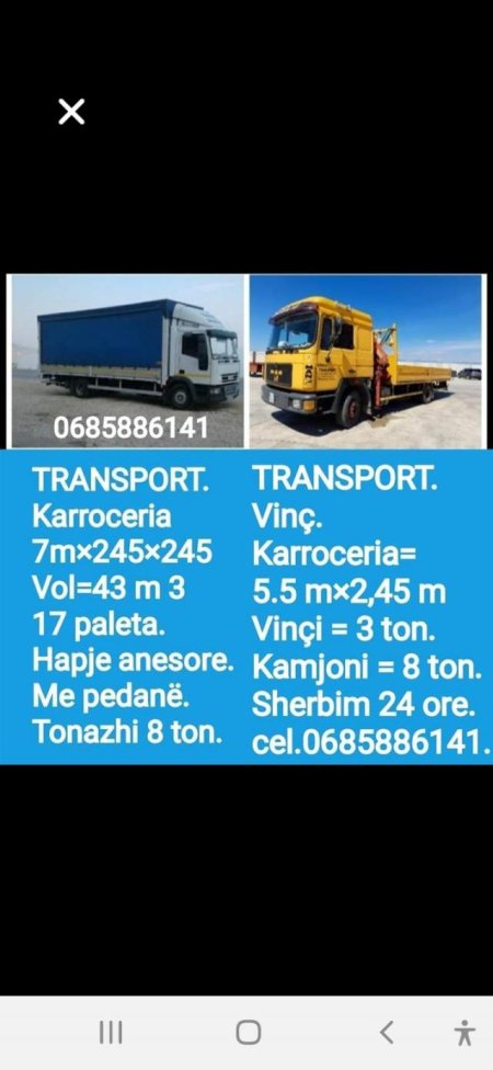 Tirane, - Transporte mallrash te ndryshem.Sherbim