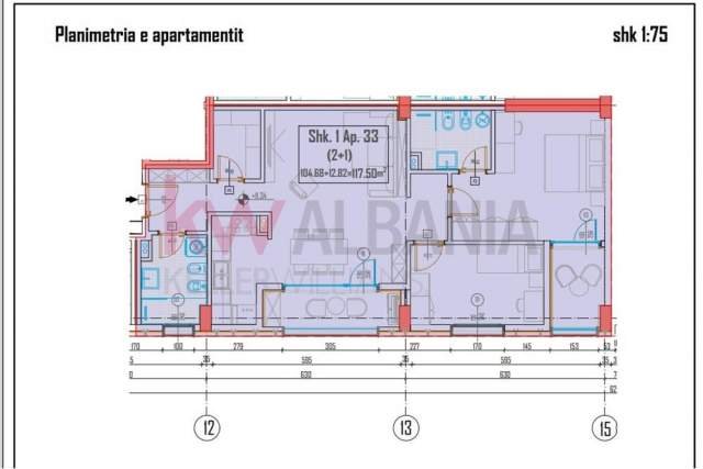 Tirane, shitet apartament 2+1 Kati 3, 117 m² 105.800 Euro (Rruga Agim Hysenballiu)