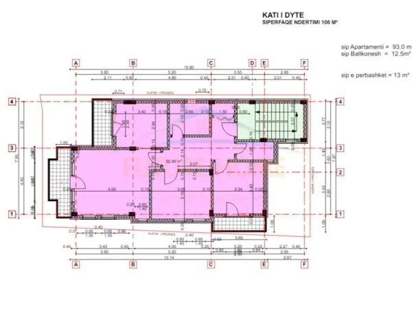 Korce, shitet apartament 2+1+Ballkon Kati 3, 106 m² 120.000 € (Lagjia 2)