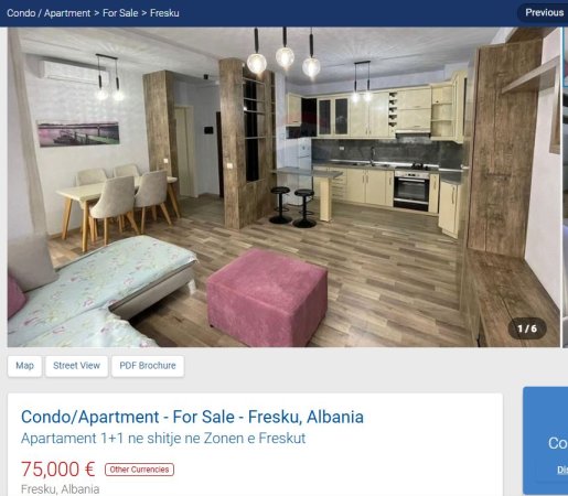 Tirane, shitet apartament 1+1 Kati 5, 70 m² 75.000 € (FRESK)