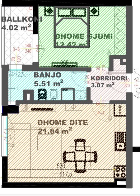 Tirane, shitet apartament 1+1 Kati 8, 70 m² 123.900 € (Rruga Ndre Mjeda, ish Parku i Autobuzave)