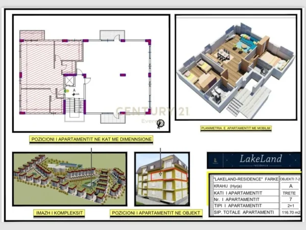 Tirane, shes apartament 2+1+Aneks+Ballkon Kati 4, 117 m² 193.000 € (Residenca Lake Land - Farke Tirana, Albania)