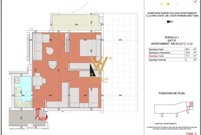 Himare, shitet apartament 2+1+Ballkon Kati 0, 77 m² 208.000 € (POTAM, HIMARE)