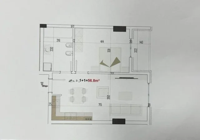 Tirane, shes apartament 1+1+Ballkon Kati 4, 66 m² 72.787 € (Lidhja e Prizrenit, Paskuqan)