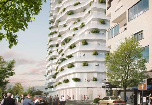 Tirane, shitet apartament 1+1+BLK Kati 14, 128 m² , kompleksi Tirana Rock ne qender te Tiranes