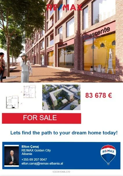 Tirane, shitet apartament 1+1 Kati 1, 59 m² 83.678 € (Rruga 5 Maji)