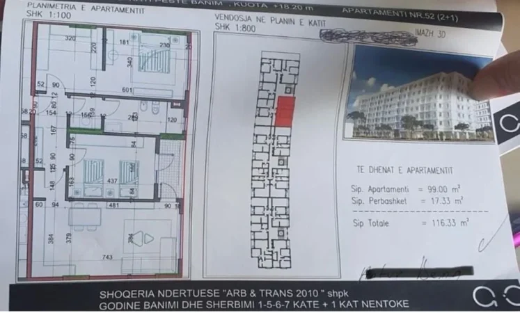 Tirane, shes 2+1 , 100 m² 