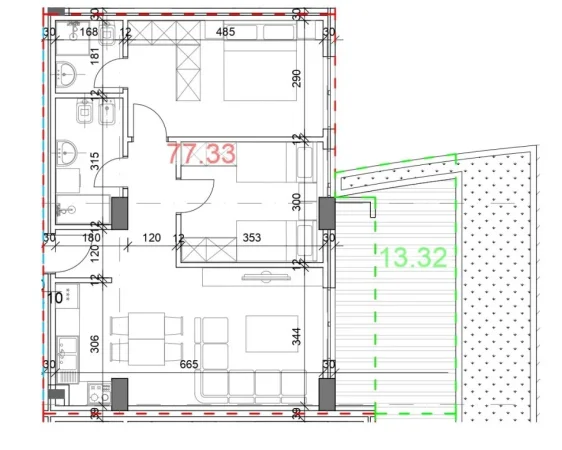 Tirane, shes apartament 2+1+Aneks+Ballkon Kati 0, 92 m² 185.000 € (KODRA E DIELLIT)