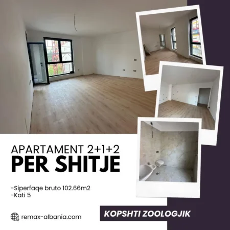Tirane, shitet apartament 2+1 Kati 5, 103 m² 195.000 € (SHESIM APARTAMENT 2+1+2 KOPSHTI ZOOLOGJIK!)