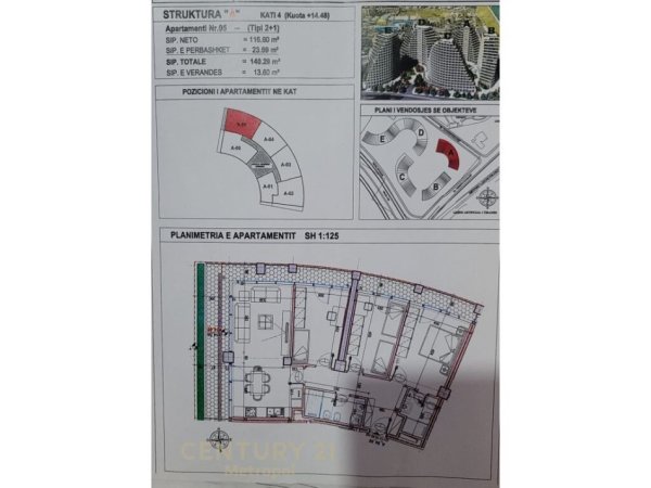 Tirane, jepet me qera apartament 3+1+Aneks+Ballkon Kati 4, 140 m² 1.300 € (LAKE VIEW)