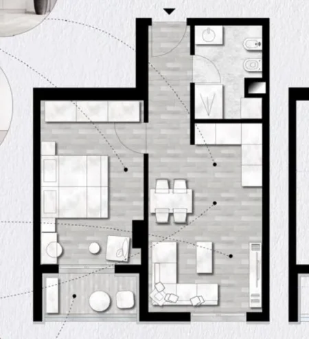 Tirane, shitet apartament 1+1+Ballkon Kati 5, 59 m² 88.500 € (Rruga Egnatia)