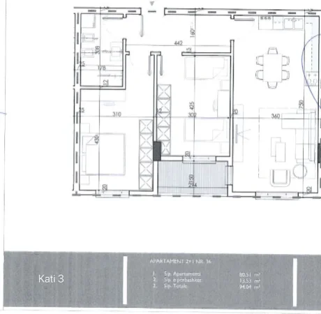 Tirane, shitet apartament 2+1+Ballkon Kati 3, 94 m² 64.000 € (bulevardi blu)