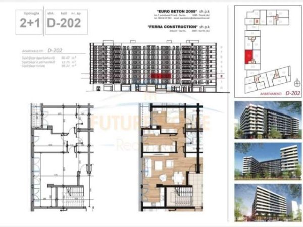 Tirane, shitet apartament 2+1+BLK Kati 2, 99 m² 144000 Euro (Don Bosko)