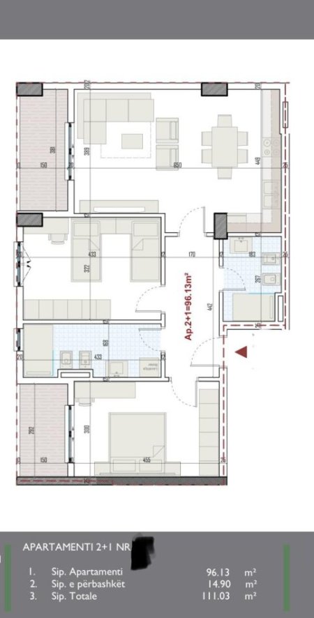 Ringside Residence, shitet apartament 2+1+Aneks+Ballkon Kati 3, 111 m² 109.900 € (Rruga Lidhja e Prizrenit)