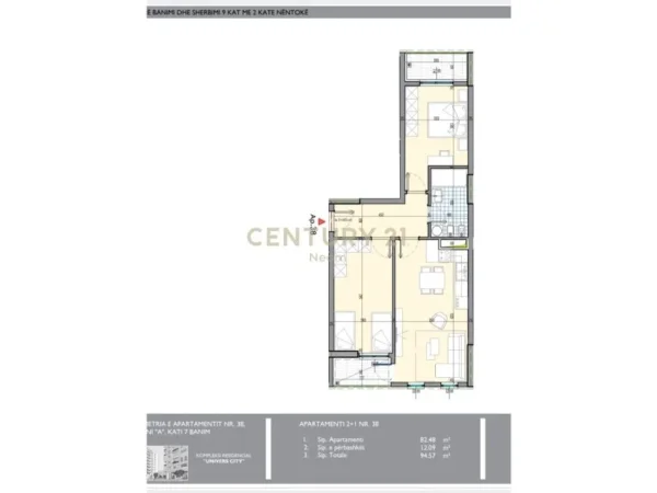 Tirane, shitet apartament 2+1 Kati 4, 95 m² 100.717 € (QTU)