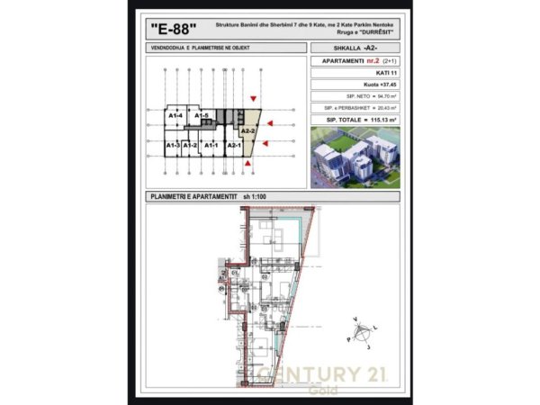 Tirane, shitet apartament 2+1+Ballkon Kati 8, 115 m² 184.000 € (DRITAN HOXHA)