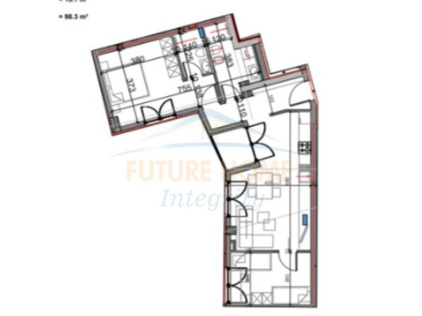 Tirane, shitet apartament 2+1me 2 Tualete Kati 8, 98 m² 206.430 € (Bulevardi i ri, Kompleksi Novus)