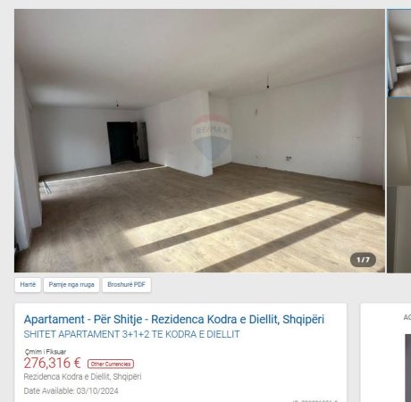 Tirane, shitet apartament 3+1 Kati 1, 130 m² 276.136 € (KODRA E DIELLIT)