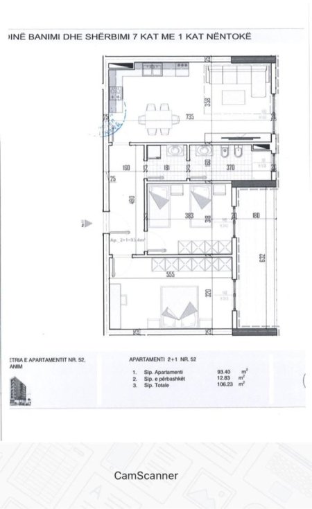 Tirane, shitet apartament 2+1 Kati 6, 106 m² 101.000 € (LITA)