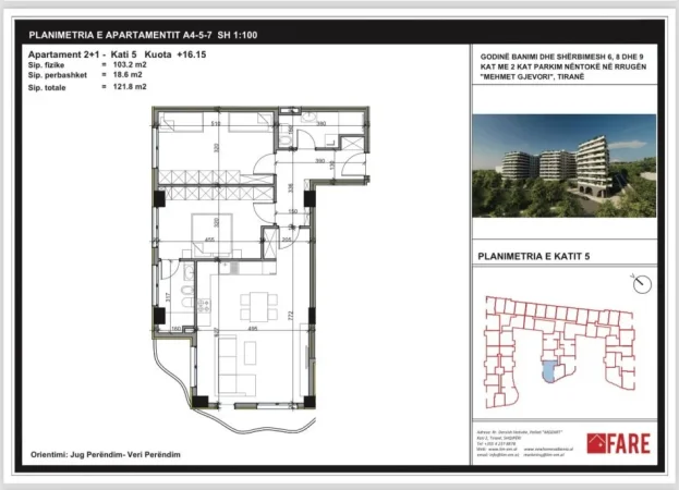 Tirane, shitet apartament 2+1+Aneks+Ballkon Kati 5, 122 m² 115.800 € (Mehmet Gjevori)